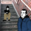boys on staircase illustration